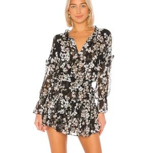 Misa Los Angeles Black and White Plunge Sundress